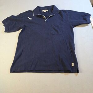 Basic Equipment Mens Navy Blue Pique Polo Shirt Distressed Cotton Large